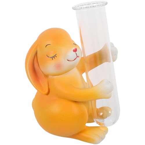 MAGICLULU Vase Hydroponique Verre avec Sculpture Lapin Décorative Intérieur sans Terre pour Fleurs et Bureau Design Créatif et Verre