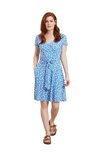 Mountain Warehouse Santorini Womens Jersey Wrap Dress - Lightweight Ladies Dress, UV Protection, Cosy - Best for Travelling, Holidays, Picnics & Outdoors Blue 16