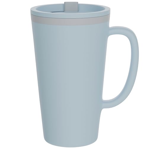 Comparison: Best Travel Coffee Cup Plastic 6 Copco Cone 16oz Insulated Travel Mug with Handle, Double Wall, Slide-Closure Lid, BPA-Free, Microwave & Dishwasher Safe, Reusable Plastic Travel Coffee Tumbler - Portable Coffee Cup (Light Blue)