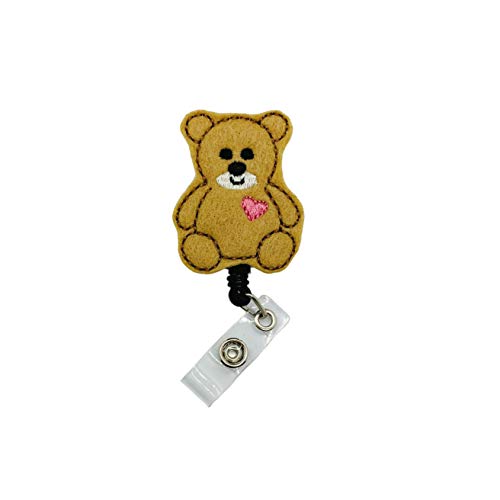 Teddy Bear Badge Reel, Retractable Pediatric Nurse ID Holder, Pediatrician Name Tag Clip