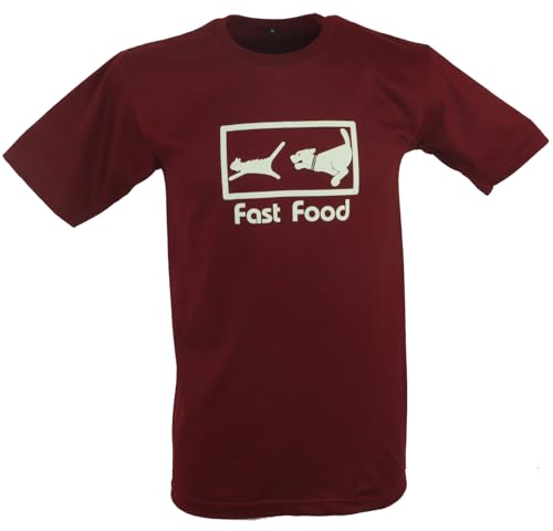 Guru-Shop, Maglietta `Fast Food`, Rosso, Cotone, Dimensione Indumenti:M, Magliette Stampate