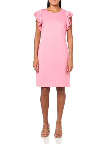 Image of Tommy Hilfiger Women's Sleeveless Ruffle Hem Jewel Neck Crepe Sheath Mini Dress