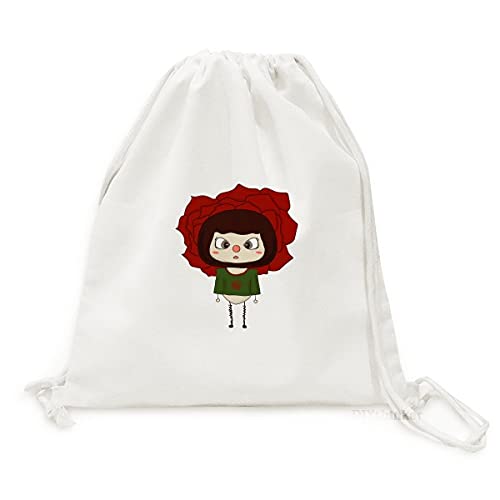 Sac à dos en toile pliable UU anti-encombrement à cordons motif fleurs