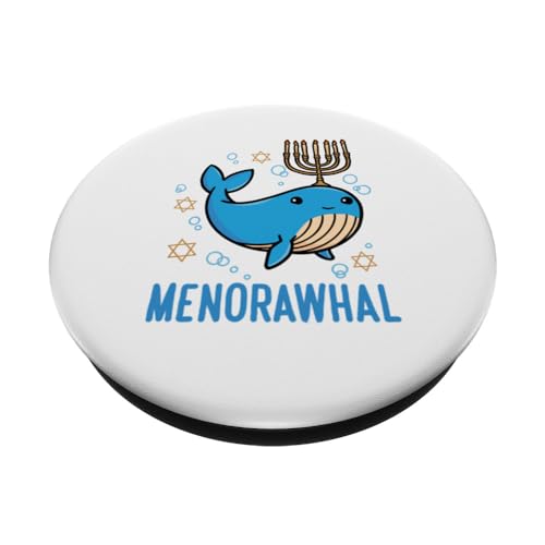 Festival Of Lights Chanukah Menorah Hanukkah Menorawhal PopSockets Swappable PopGrip, Black - Image 2