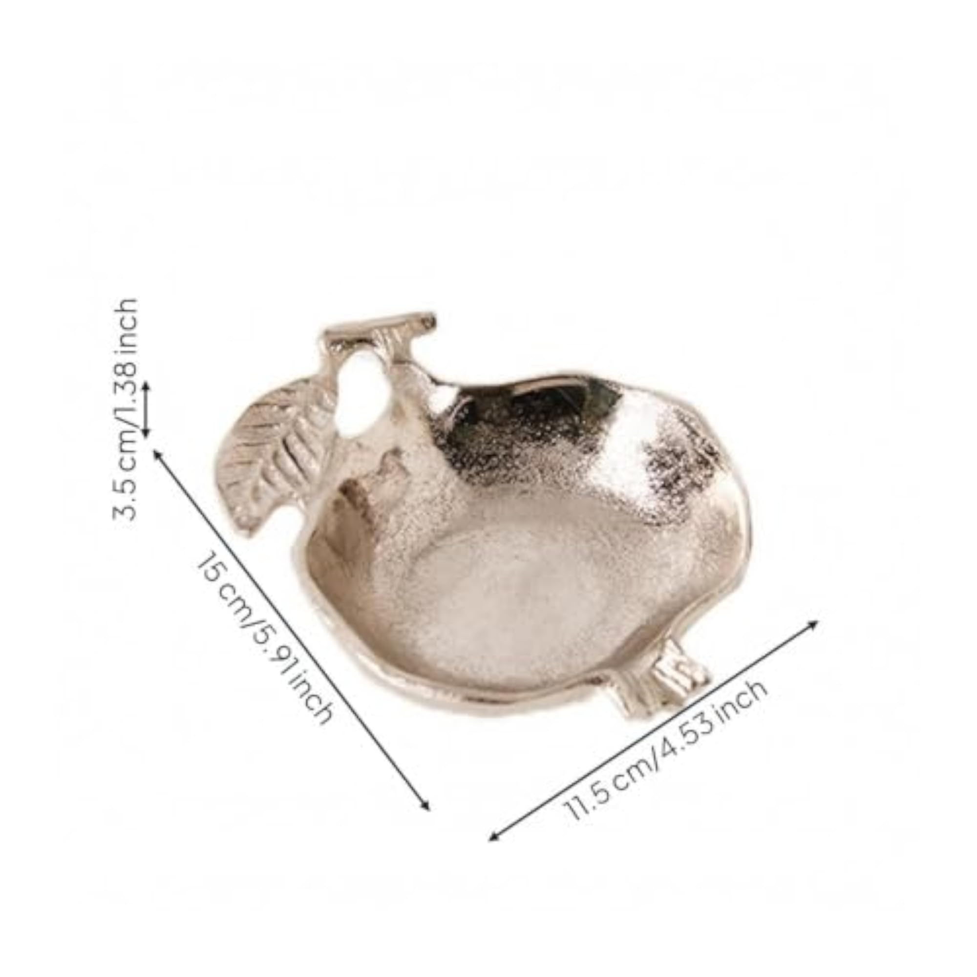 Decorative Aluminum Dish, Sculptural Fruit Design, Silver Electroplated