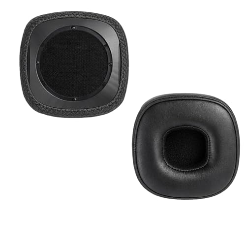 1 Par Almohadillas de Repuesto para Auriculares Marshall Major 3 y Major 4,Espuma viscoelástica y Piel, Negro