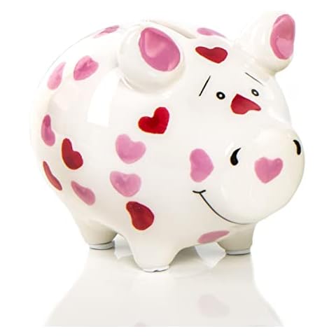 Logbuch-Verlag Piggy Bank with Hearts Pink Gift Money Box Money Gift Packaging Wedding Girl Birthday Cover