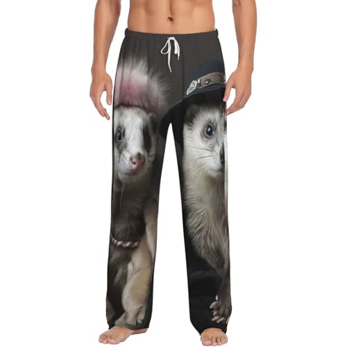 Pantalon de pyjama homme furets chaud en micropolaire thermorégulatrice à poches