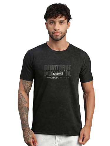 Image of Lux Nitro Men's Cloud Burst Printed Half Sleeve T-Shirt | Cotton Blend Round Neck Tee | Regular Fit Casual Wear