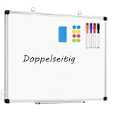 Magnetisches Whiteboard Doppelseitige Magnettafel 60 x 45 cm, Pinnwand Magnetische A2 White Board Trocken Abwischbare Magnetwand Magnet Tafel für Küche, Büro und Schule