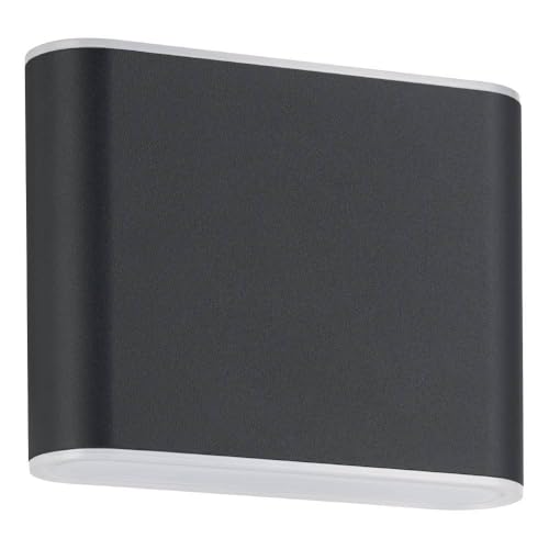 EGLO Grutti Lámpara led exterior, lámpara de pared para exteriores con iluminación ascendente y descendente, aluminio en antracita, lámpara de exterior blanca cálida-blanca fría, IP65, 11,5 cm