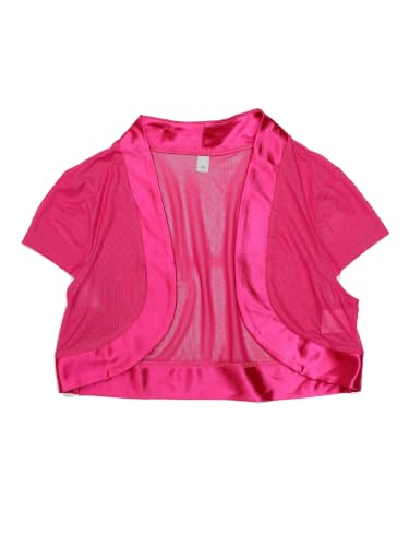 Image of Allegra K Women's Satin Shrug Bolero Cap Sleeve Crop Cardigan | Cap sleeves with cropped length. Open front design. Suitable for wedding, party.