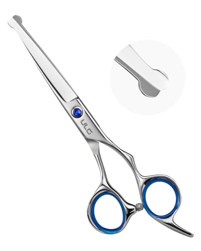 ULG Hair Cutting Scissors for Kids, 6.5” Safety Round-Tip Hair Scissors for Baby Toddler Children Hair Cutting and Trimming, Ergonomic Offset...