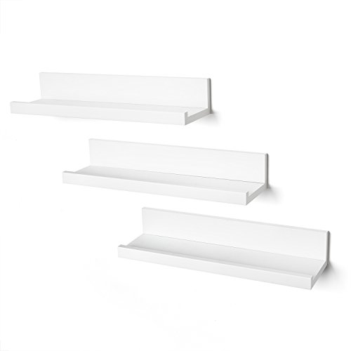Americanflat Set of 3 - 14 Inch Floating Wall Shelves - White
