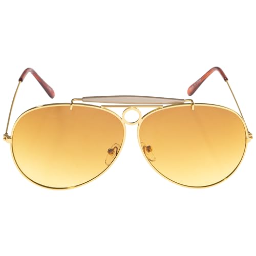 Costume Agent Fear and Loathing in Las Vegas Hunter S. Thompson Costume Yellow Sunglasses - Classic Large Metal Frame Sun Glasses for Adult