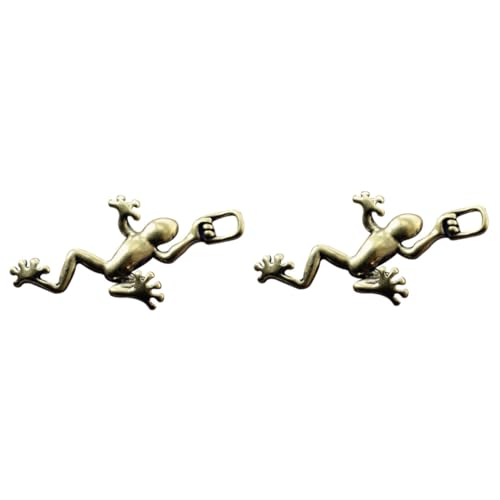 VALICLUD 2 Piezas Adornos Rana De Juguete Patas Adorno De Rana Bi Rana De Peluche Decoración De Automóviles Figuras De Ranas En Miniatura Llaveros De Animales Encanto Sombrero De Rana Latón