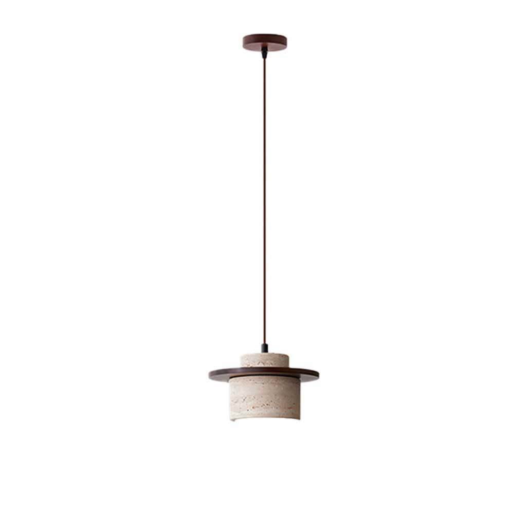 Style japonais moderne travertin suspension Wabi Sabi pierre suspension réglable en bois cuisine îlot luminaire mini cylindre éclairage suspendu pour restaurants, chambre à coucher, lustre E27