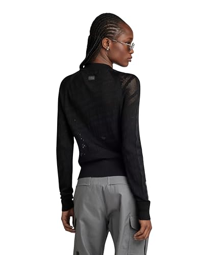 Miniatura 2 de G-Star Para Mujer Jersey Pointelle Text Knitted, Negro Dk Black D23924-B754-6484 , Xxs