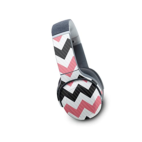 Image of MightySkins Carbon Fiber Skin Compatible with Skullcandy Crusher Evo Wireless - Black Pink Chevron | Protective, Durable Textured Carbon Fiber Finish | Easy to Apply