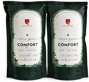Cafe Coffee Day Comfort 200 Gm Each (Pack Of 2) | Filter Coffee Powder | 65% Coffee & 35% Chicory, Medium To Dark Roast | Freshly Roasted Ground Coffee Powder From Chikmagalur Estates, Bag