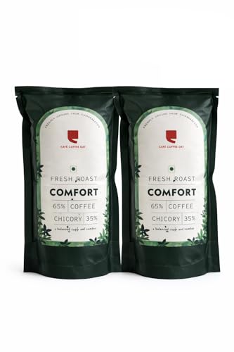 Image of Cafe Coffee Day Comfort 200 Gm Each (Pack Of 2) | Filter Coffee Powder | 65% Coffee & 35% Chicory, Medium To Dark Roast | Freshly Roasted Ground Coffee Powder From Chikmagalur Estates, Bag