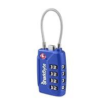 SharkByte TSA Suitcase Locks - 4-Dial Security Travel Combination Padlock, Flexible Wire Cable Travel Lock for Suitcases Luggage Case Travel Bag Gym Locker Code Small Padlock (Pack of 1)