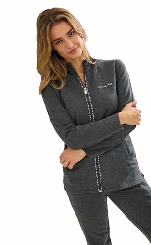 Il Granchio Tuta Donna in Felpa di Cotone Invernale, Vari Modelli, Sportiva, Garzata (6019 Antracite, L)