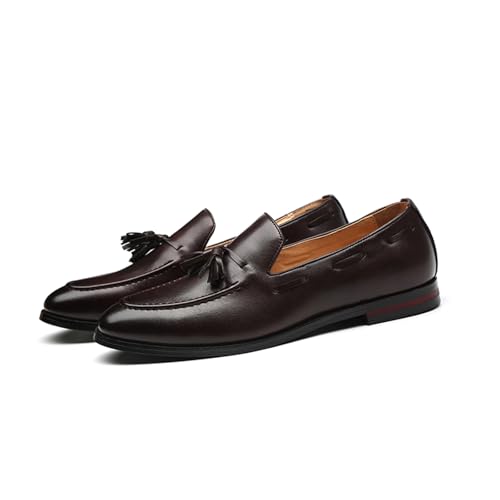 Men's Slip-On Soft Leather Tassels Loafers Fashion Casual Flats Moccasin Shoes for Business Formal Work Office Dress Penny Shoes