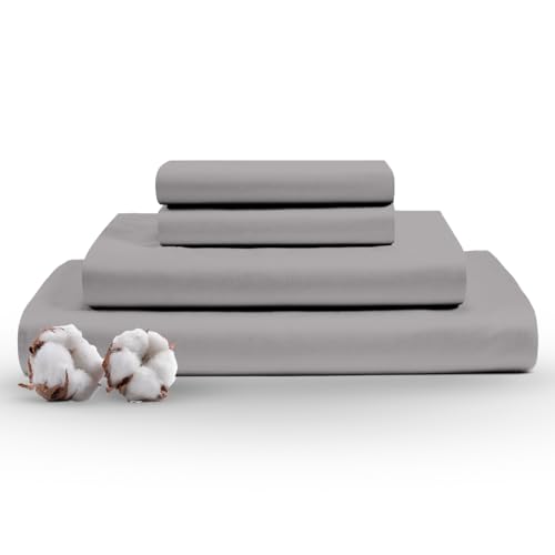 Image of 1000 Thread Count Egyptian Cotton Sheets California King Size, 4 Piece Cal King Set Bedding, 16 inch Deep Pocket Sheet Set, Ultra Soft Size Sheets Set, Long Staple Bedding Sheets - Silver Grey
