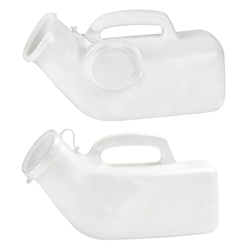 2Pcs Botella Orinal Hombre 1200ml, a Prueba de Derrames, Blanco
