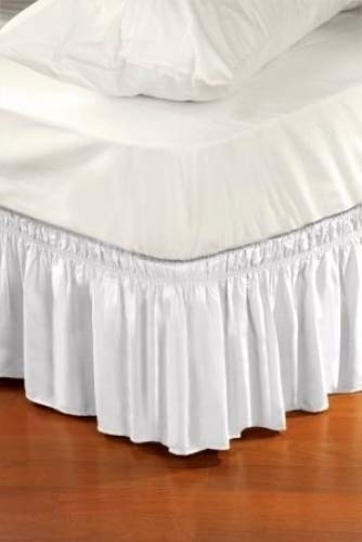 naturally home KateElegance Ruffled Bed Skirt - 16-inch Drop, Queen - White