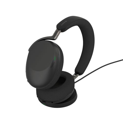 Image of Jabra Evolve3 85 MS Wireless Bluetooth Headset with Link390c USB-C Adapter, Microsoft Teams Certified, Active Noise Cancellation, AI Noise-Cancelling Microphones, Black