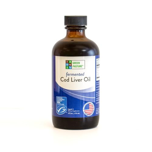 Green Pasture Fermented Cod Liver Oil Liquid - Wild Alaska Cod, Vitamins A & D, Omega-3, Unflavored 6 fl oz