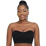Zimcti Strapless Bras for Women Comfortable Non-Slip Silicone Bandeau Bra Seamless Tube to Bralette Black S