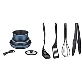 最安!パール金属 フライパン 鍋 5点セット IH対応 マーブルコート【クックウェアセット5点+キッチンツール4点】