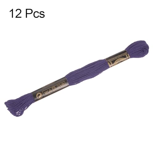 Image of HARFINGTON 12 Skeins Embroidery Floss 8.75yds(8m) Egyptian Long-Staple Cotton Cross Stitch Thread for Sewing DIY Bracelet Yarn String and Crafts, Medium Violet(6029)