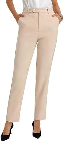 GRACE KARIN Slacks for Women Work Dressy 2026 Trendy High Waisted Wrinkle Free Trousers Pants with Pockets Apricot 2XL