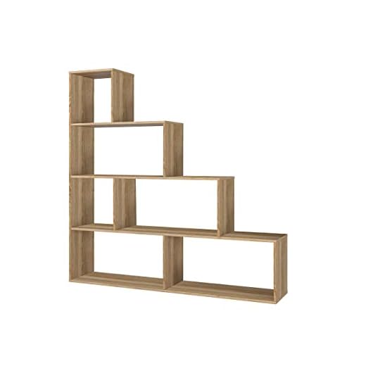 Habitdesign 002255F - Estantería Decorativa, Acabado en Roble Canadian Medidas: 145 cm (Largo) x 145 cm (Alto) x 29 cm (Fondo)