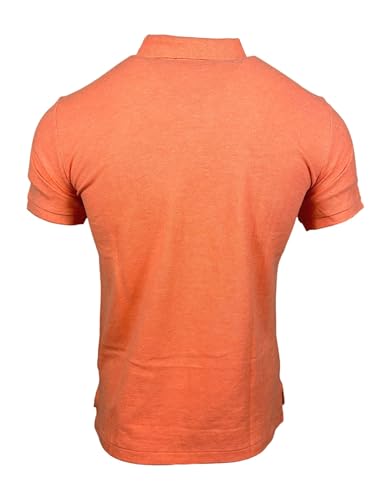 Image of POLO RALPH LAUREN Mens Custom Slim Fit Big Pony Logo Mesh Polo Shirt (X-Large, Orange Heather)