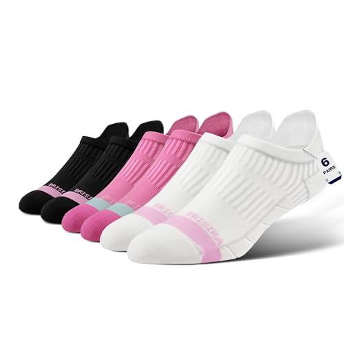 Image of BRISIRA Coolmax Bamboo Viscose Women Compression Running Ankle Socks No Show Athletic Wicking Thick Cushioned Arch Support