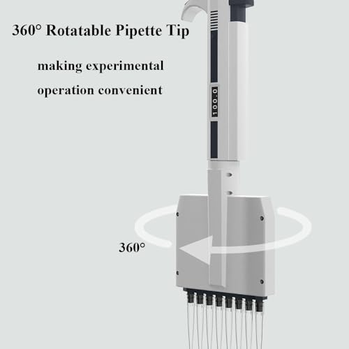 Micropipeta multicanal con punta de rotación de 360° y función de soplado, pipeta ajustable de 8 canales para laboratorio y uso educativo