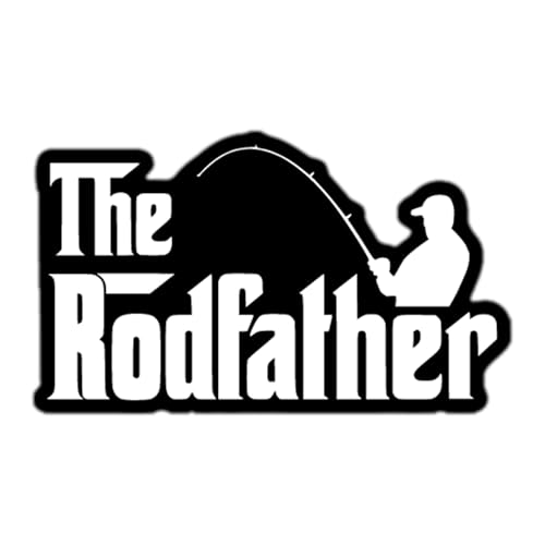 Fishing Rodfather Vinyl Decal Sticker | Cars Trucks Walls Vans Windows Laptops | White | 5.5 X 3.1 Inches | KCD1834