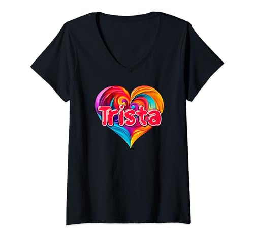 I Heart Love Trista Vorname T-Shirt bunt benannt T-Shirt mit V-Ausschnitt