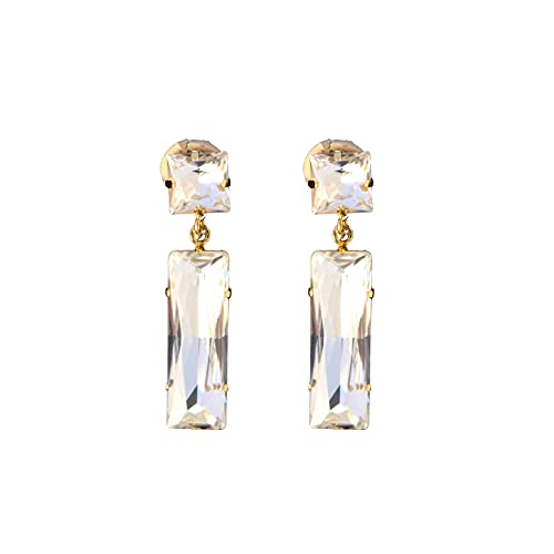 Kenneth Jay Lane Rectangle Crystal Drop Clip Earring (Gold-Tone) #TOP20