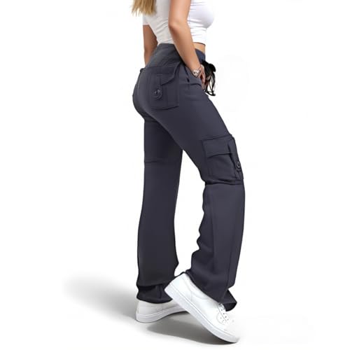 Cargo Yoga Pants Women Soft Wide Leg Cargos Y2k High Waisted Sweatpants Plus Size Lounge Sports Trousers with 4 Pockets4