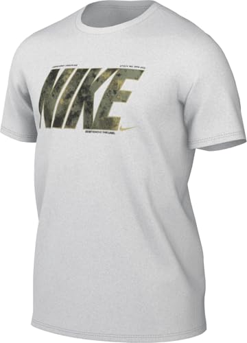 Nike Herren Df Camo T-Shirt, White, XL