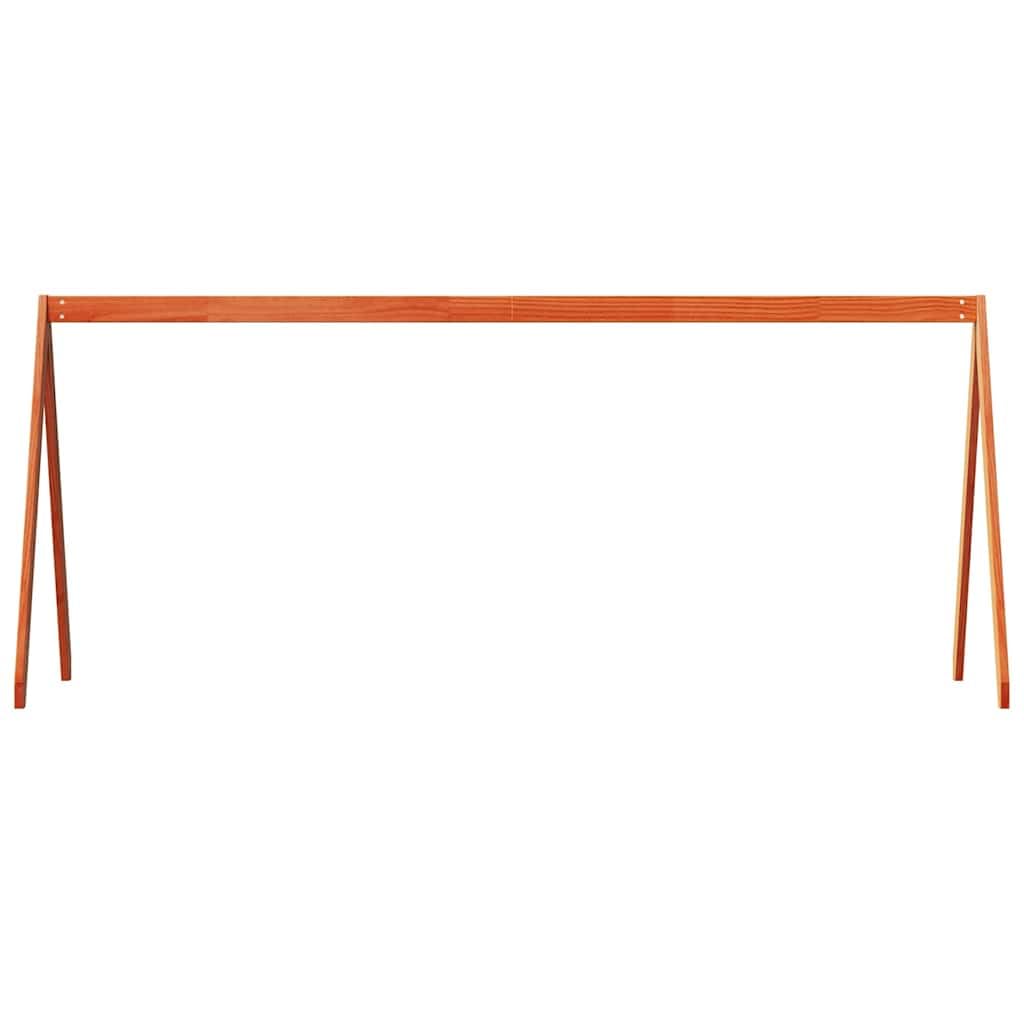 Techo para cuna de color marrón encerado, madera de pino maciza, 199 x 95,5 x 88 cm, con protección antideslizante, accesorios y somier, soporte para habitación infantil, zona de juegos