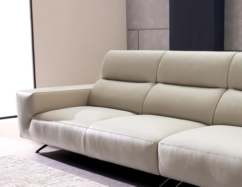 Image of Fabrique Zephy Leatherette 4 Seater with Puffy Moden Design White Sofa Set with Moveable Headrest | Comfortable Furniture for Home Office & Living Room | Easy to Move with Stainless Steel Legs