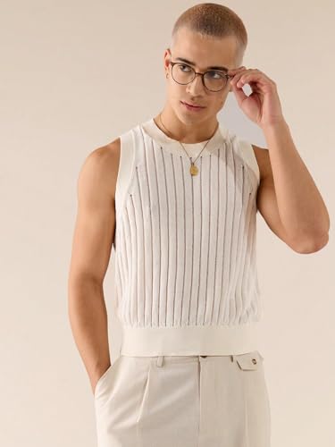 Men's Sweater Vest Crew Neck Sleeveless Knitted Tank Tops3