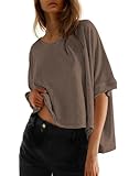 Dokotoo Summer Womens Tops Short Sleeve Crewneck Shirts for Women 2025 Fashion Trendy Oversized Tops for Women Business Casual Loose Fit Womens Clothes Clothing Desert Palm